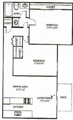 Ventana Apartments and Townhomes 2x1 Floor Plan
